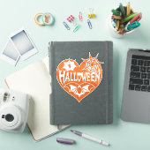Halloween-Herz, orange Herzform, Spinnennetz Aufkleber (iPad Hülle)