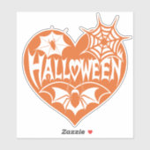Halloween-Herz, orange Herzform, Spinnennetz Aufkleber (Blatt)