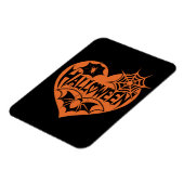 Halloween-Herz, orange Herzform, Spinnennetz Magnet (Linke Seite)