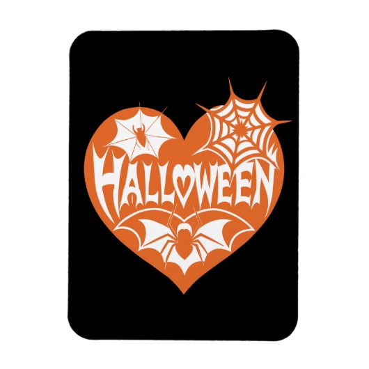 Halloween-Herz, orange Herzform, Spinnennetz Magnet (Vertikal)