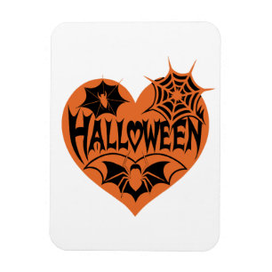 Halloween-Herz, orange Herzform, Spinnennetz Magnet