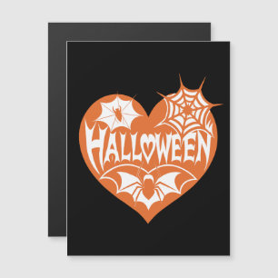 Halloween-Herz, orange Herzform, Spinnennetz Magneteinladung