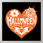 Halloween-Herz, orange Herzform, Spinnennetz Poster (Vorne)