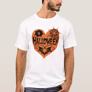 Halloween-Herz, orange Herzform, Spinnennetz T-Shirt
