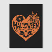 Halloween Herz, Orangefarbene Herzform, Spinnennet Magneteinladung (Vorderseite)