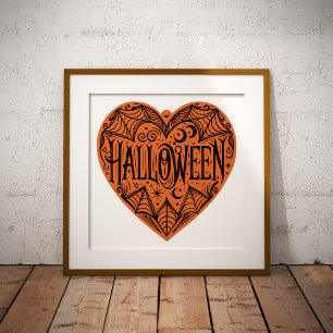 Halloween Herz, Orangefarbene Herzform, Urlaub Foliendrucke