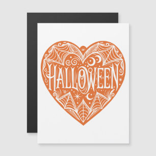 Halloween Herz, Orangefarbene Herzform, Urlaub Magneteinladung
