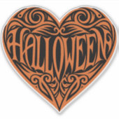 Halloween-Herz, Oranges Herz, Feiertag Aufkleber (Vorderseite)