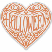 Halloween-Herz, Oranges Herz, Feiertag Aufkleber (Vorderseite)