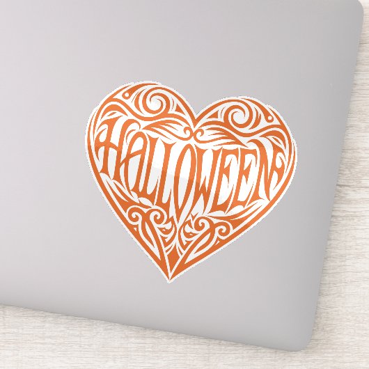Halloween-Herz, Oranges Herz, Feiertag Aufkleber (Detail)