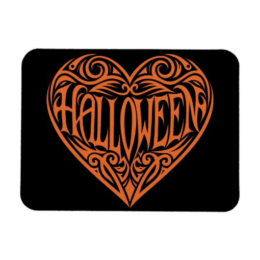 Halloween-Herz, Oranges Herz, Feiertag Magnet (Horizontal)
