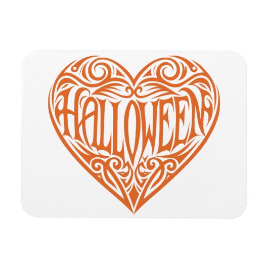 Halloween-Herz, Oranges Herz, Feiertag Magnet (Horizontal)