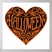 Halloween-Herz, Oranges Herz, Feiertag Poster (Vorne)
