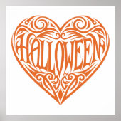 Halloween-Herz, Oranges Herz, Feiertag Poster (Vorne)