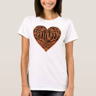 Halloween-Herz, Oranges Herz, Feiertag T-Shirt