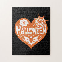 Halloween-Herz, oranges Herz in Spinnennetz-Optik
