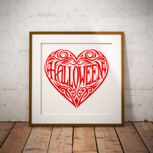 Halloween-Herz, rotes Herz, Feiertag Fotodruck