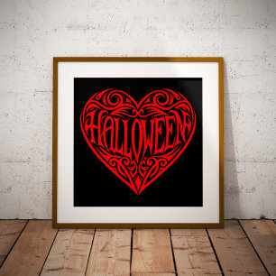 Halloween-Herz, rotes Herz, Feiertag Fotodruck