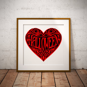 Halloween-Herz, rotes Herz, Feiertag Poster