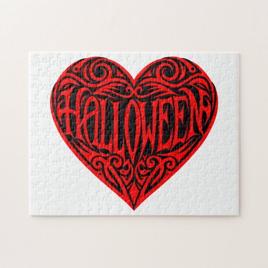 Halloween Herz, Rotes Herz, Feiertag Puzzle (Horizontal)