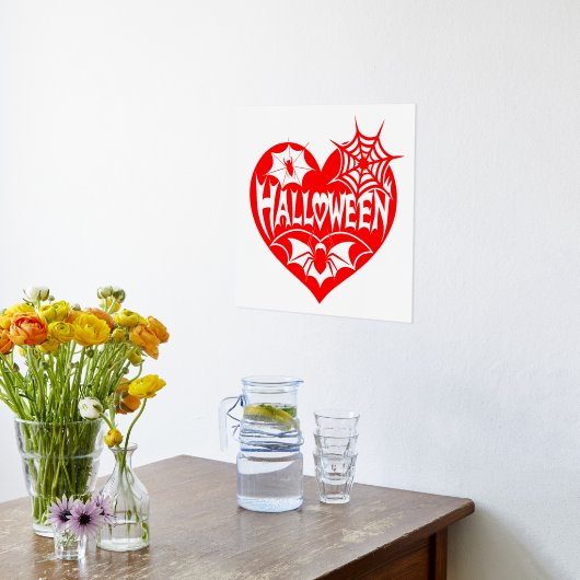 Halloween Herz, Rotes Herz Form, Spinnennetz Foliendrucke (Ablage(Küche))