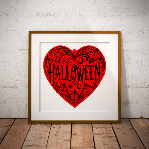 Halloween-Herz, Rotes Herz in Herzform, Feiertag Poster