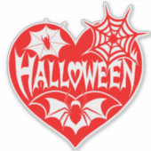 Halloween-Herz, rotes Herz, Spinnennetz Aufkleber (Vorderseite)