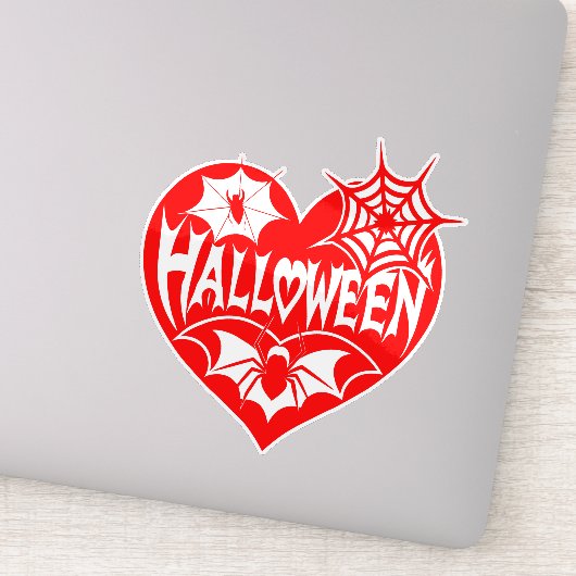 Halloween-Herz, rotes Herz, Spinnennetz Aufkleber (Detail)