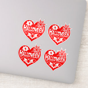 Halloween-Herz, rotes Herz, Spinnennetz Aufkleber