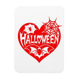 Halloween-Herz, rotes Herz, Spinnennetz Magnet