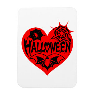 Halloween-Herz, rotes Herz, Spinnennetz Magnet