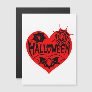 Halloween-Herz, rotes Herz, Spinnennetz Magneteinladung