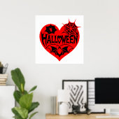 Halloween-Herz, rotes Herz, Spinnennetz Poster (Heimbüro)