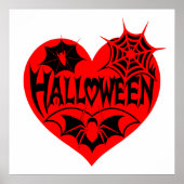 Halloween-Herz, rotes Herz, Spinnennetz Poster (Vorne)