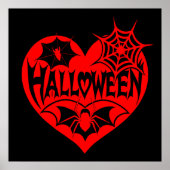 Halloween-Herz, rotes Herz, Spinnennetz Poster (Vorne)