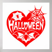Halloween-Herz, rotes Herz, Spinnennetz Poster (Vorne)