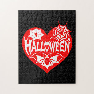 Halloween-Herz, rotes Herz, Spinnennetz Puzzle