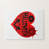 Halloween-Herz, rotes Herz, Spinnennetz Puzzle (Horizontal)