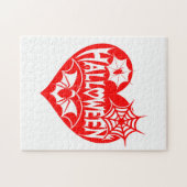 Halloween-Herz, rotes Herz, Spinnennetz Puzzle (Horizontal)