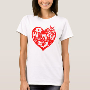 Halloween-Herz, rotes Herz, Spinnennetz T-Shirt