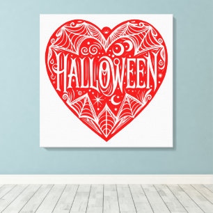 Halloween-Herz, rotes Herzform, Feiertag Leinwanddruck
