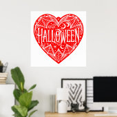 Halloween-Herz, rotes Herzform, Feiertag Poster (Heimbüro)