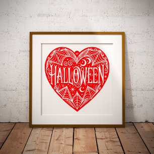 Halloween-Herz, rotes Herzform, Feiertag Poster