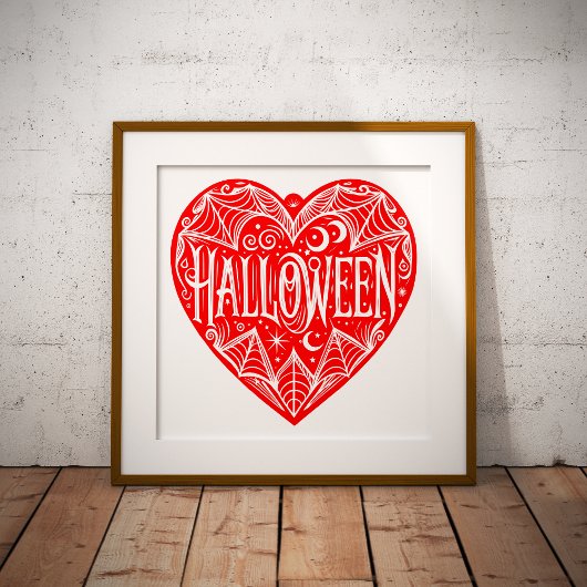 Halloween-Herz, rotes Herzform, Feiertag Poster
