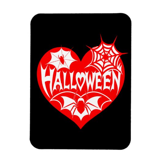 Halloween-Herz, rotes Herzform, Spinnennetz Magnet (Vertikal)
