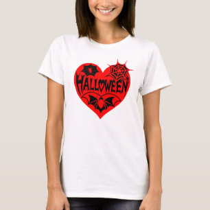 Halloween-Herz, rotes Herzform, Spinnennetz T-Shirt