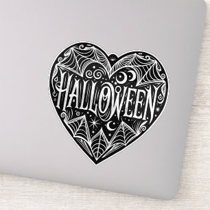 Halloween-Herz, schwarze Herzform, Feiertag Aufkleber