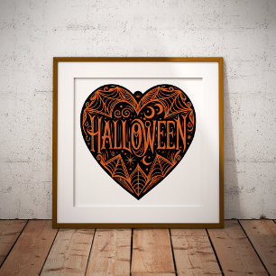 Halloween-Herz, schwarze Herzform, Feiertag Fotodruck