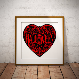 Halloween-Herz, schwarze Herzform, Feiertag Fotodruck