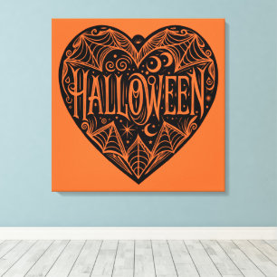Halloween-Herz, schwarze Herzform, Feiertag Leinwanddruck